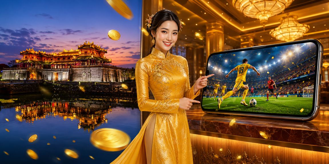 Người phụ nữ mặc áo dài ở Huế truy cập casino trên điện thoại di động