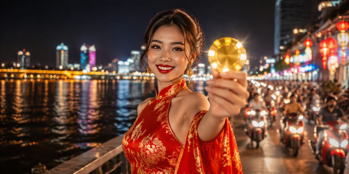 Khuyến mãi tiền thưởng tại sòng bài Mekong với hình neon hiện đại